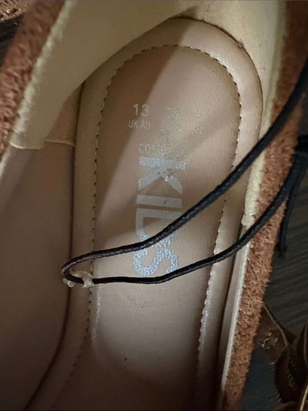Kids Brown Suede Mary Jane Shoes with Gold Studs